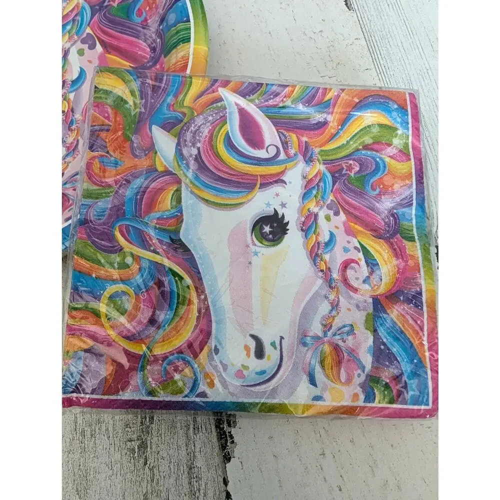 Lisa Frank Rainbow Majesty Party Bundle Napkins Plates Invitations Y2K 90s NEW